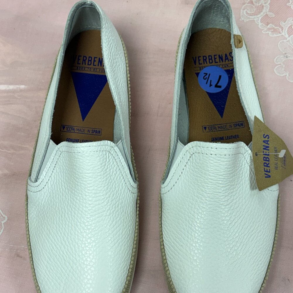 NEW-Verebenas TELMA-Women-White leather Wedges Shoes. Sz 9.Spain.